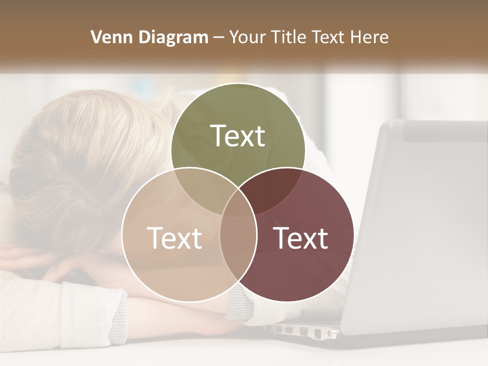 A Woman Leaning Her Head On Her Laptop PowerPoint Template