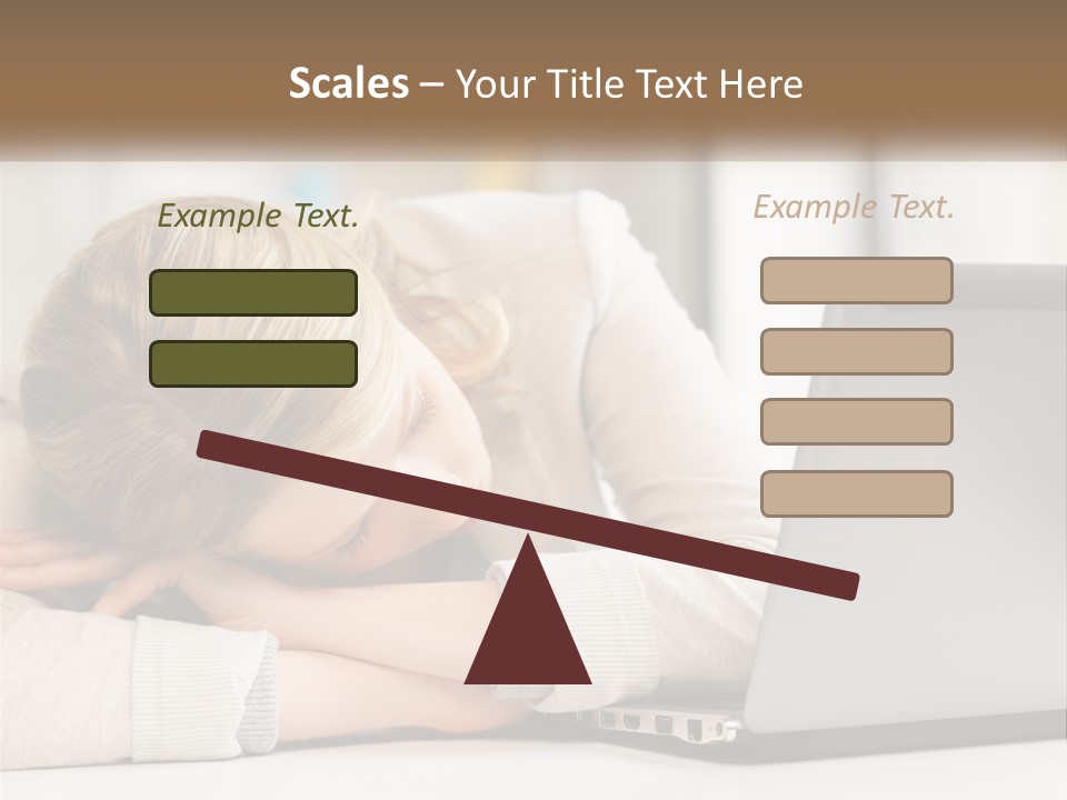 A Woman Leaning Her Head On Her Laptop PowerPoint Template