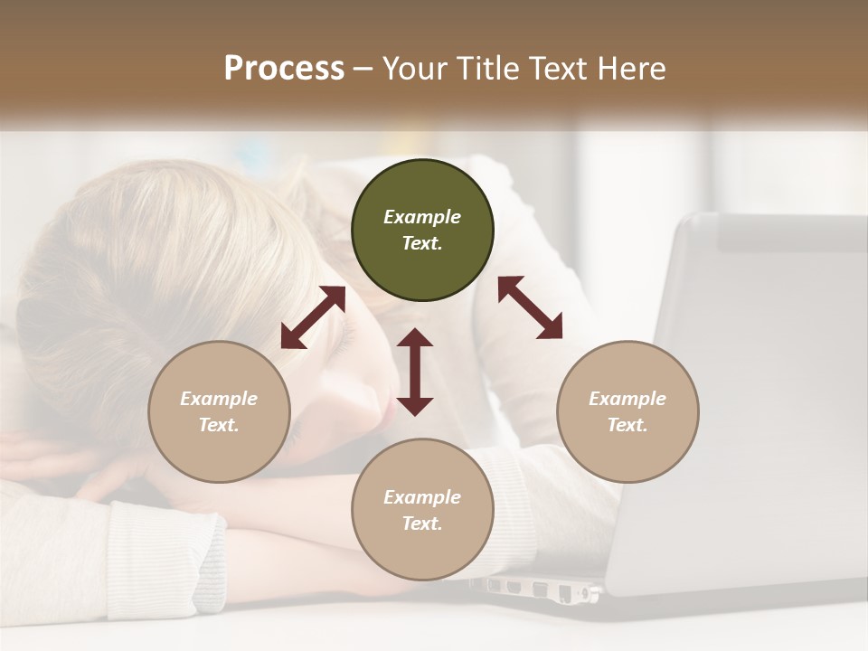 A Woman Leaning Her Head On Her Laptop PowerPoint Template