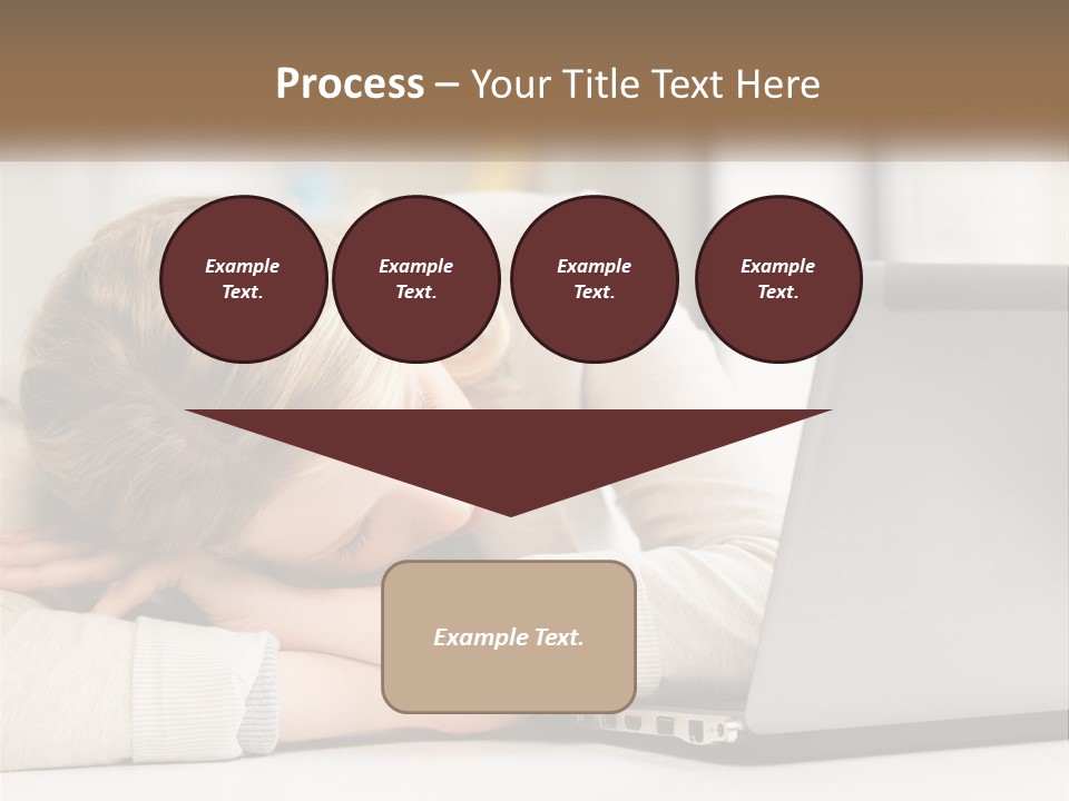 A Woman Leaning Her Head On Her Laptop PowerPoint Template