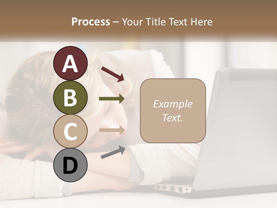 A Woman Leaning Her Head On Her Laptop PowerPoint Template