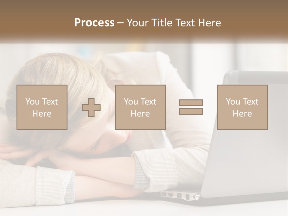 A Woman Leaning Her Head On Her Laptop PowerPoint Template
