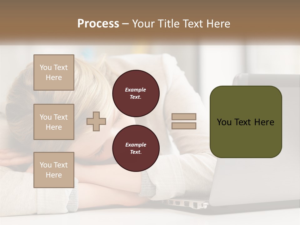 A Woman Leaning Her Head On Her Laptop PowerPoint Template