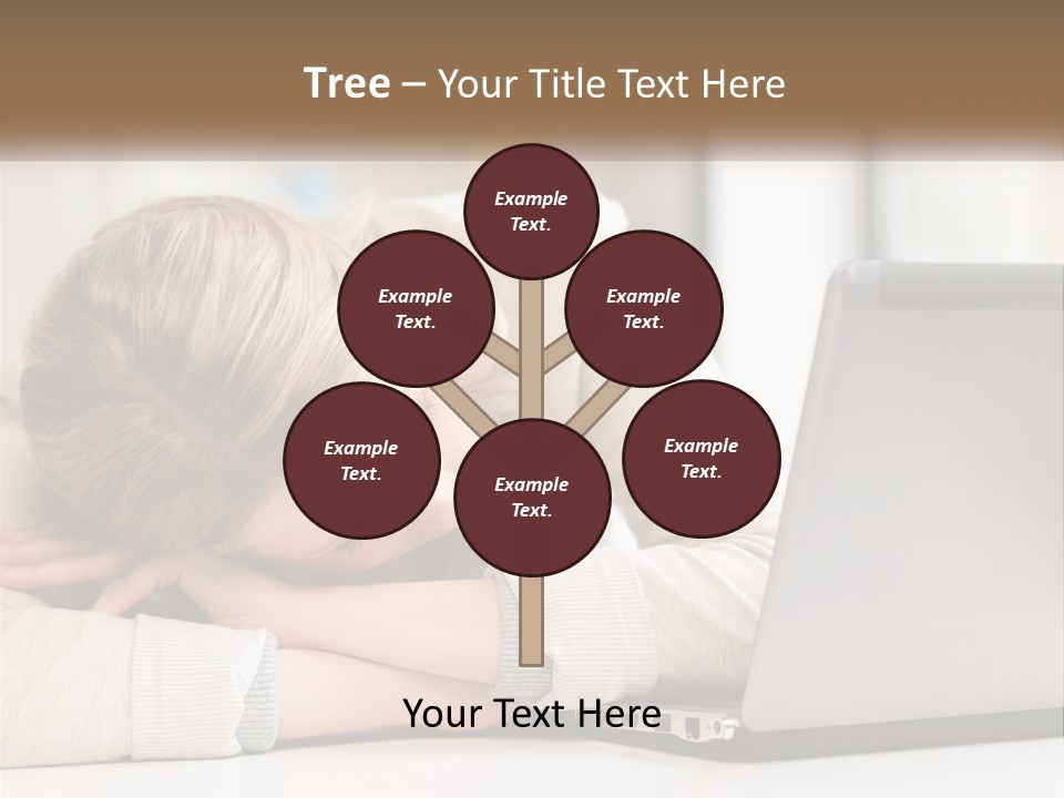 A Woman Leaning Her Head On Her Laptop PowerPoint Template