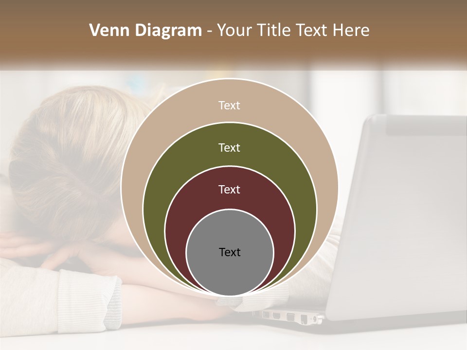 A Woman Leaning Her Head On Her Laptop PowerPoint Template