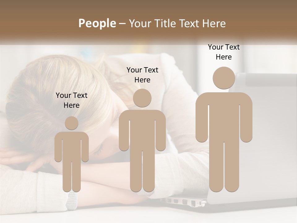 A Woman Leaning Her Head On Her Laptop PowerPoint Template