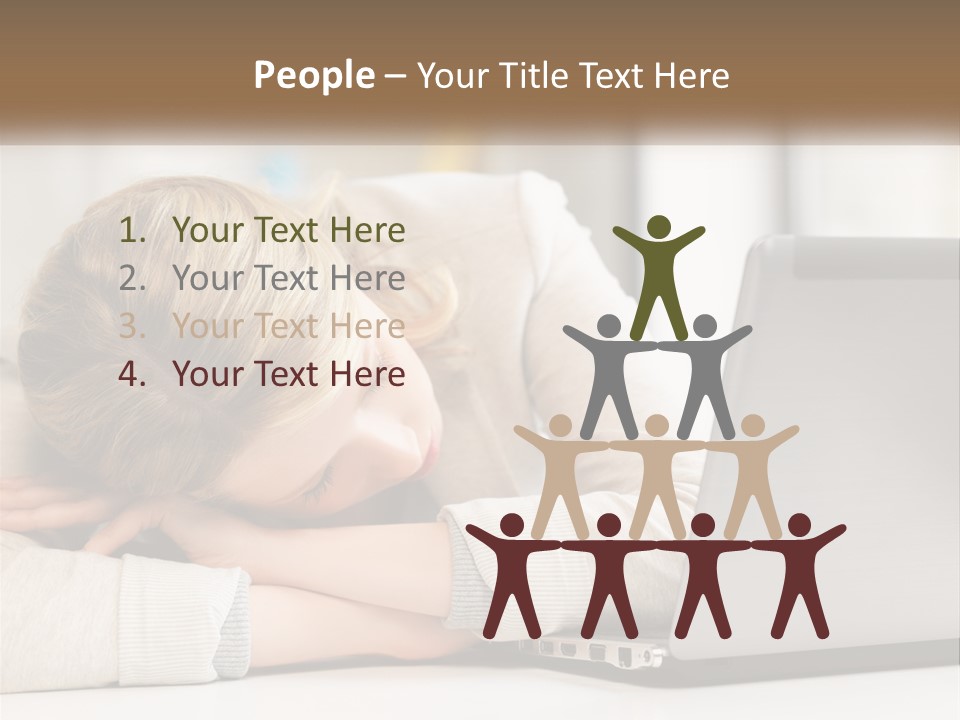 A Woman Leaning Her Head On Her Laptop PowerPoint Template