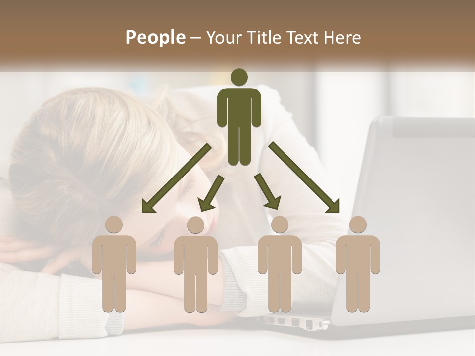 A Woman Leaning Her Head On Her Laptop PowerPoint Template