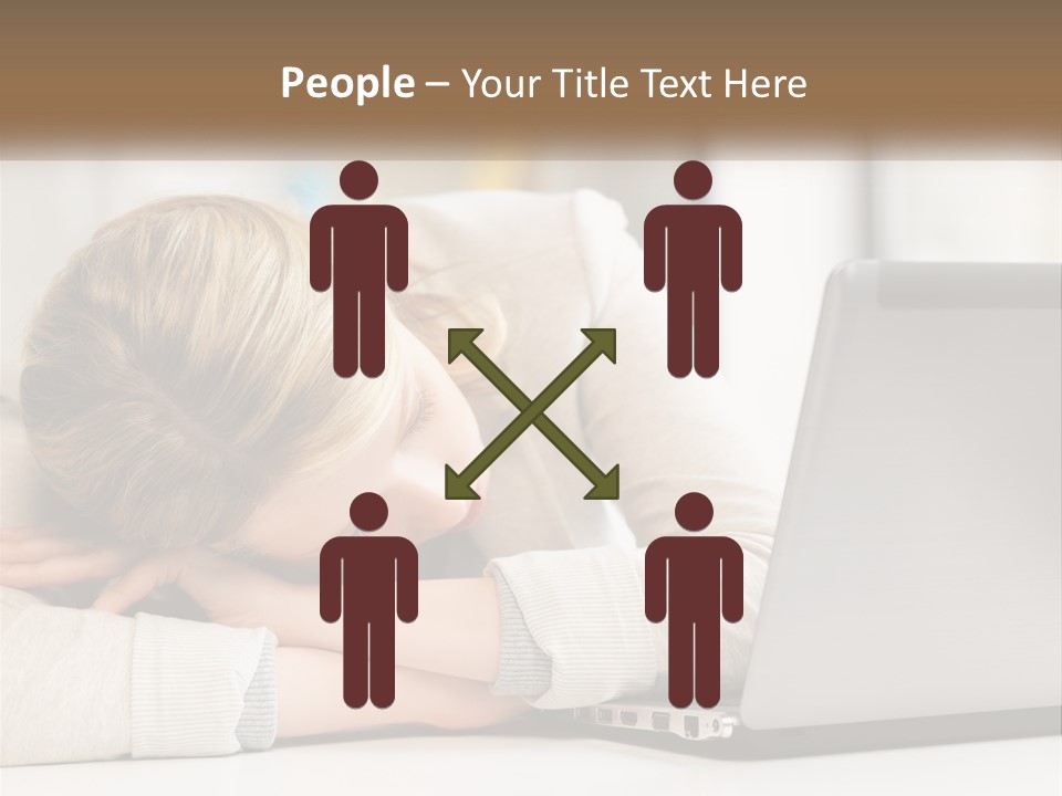 A Woman Leaning Her Head On Her Laptop PowerPoint Template