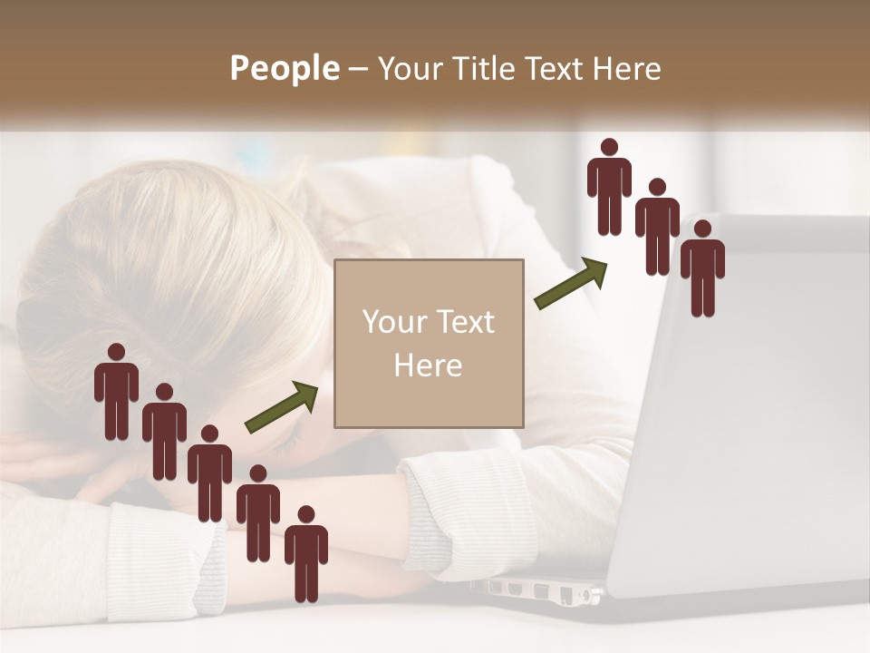 A Woman Leaning Her Head On Her Laptop PowerPoint Template