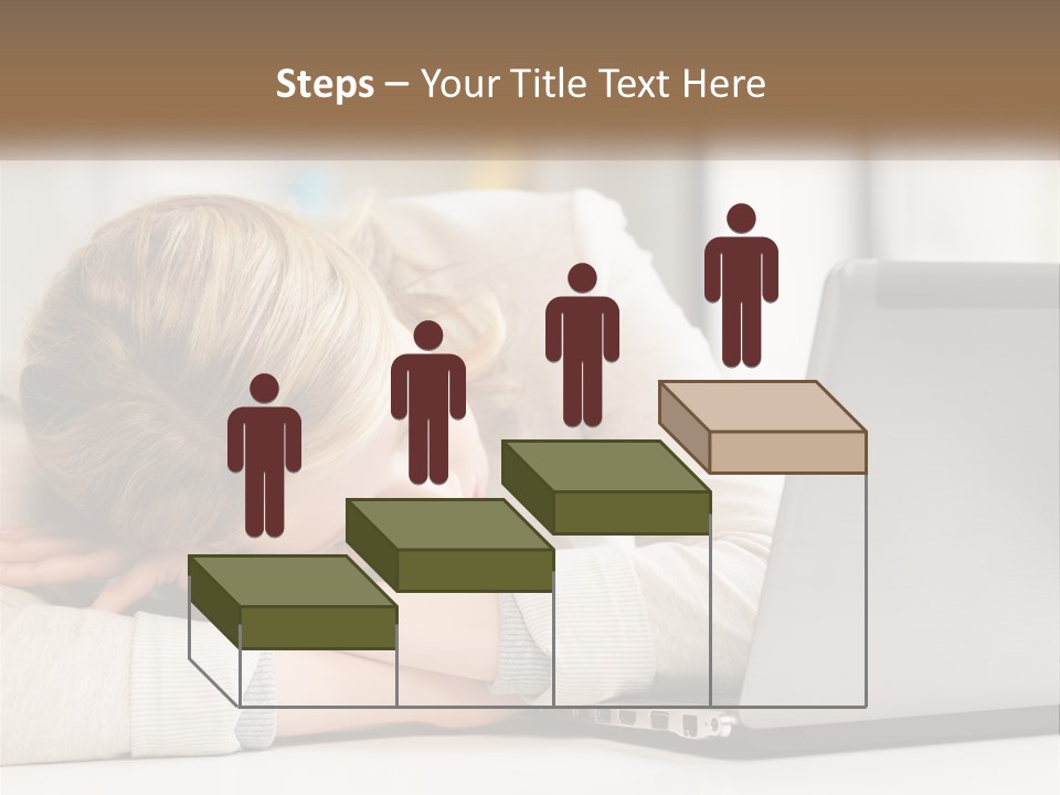 A Woman Leaning Her Head On Her Laptop PowerPoint Template