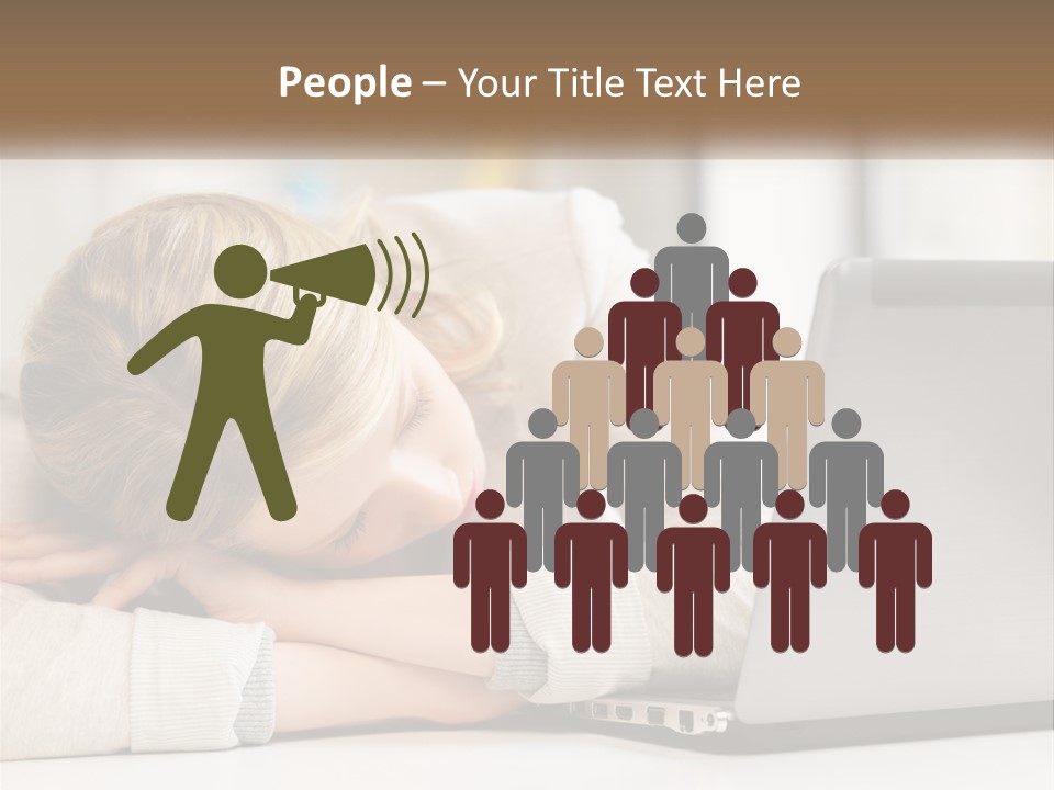 A Woman Leaning Her Head On Her Laptop PowerPoint Template
