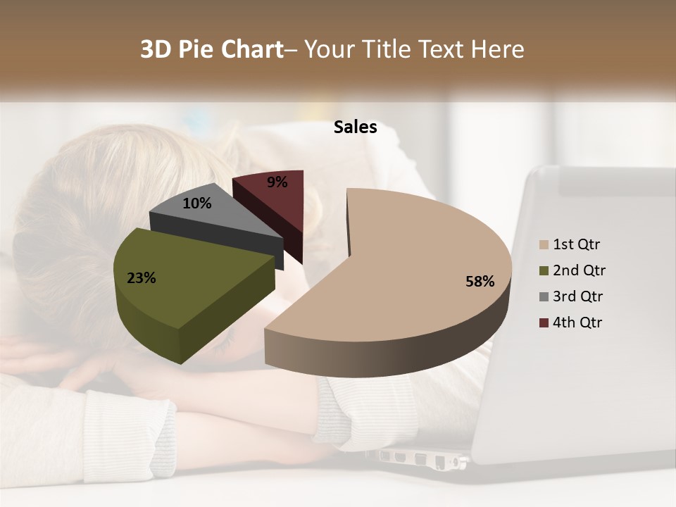 A Woman Leaning Her Head On Her Laptop PowerPoint Template