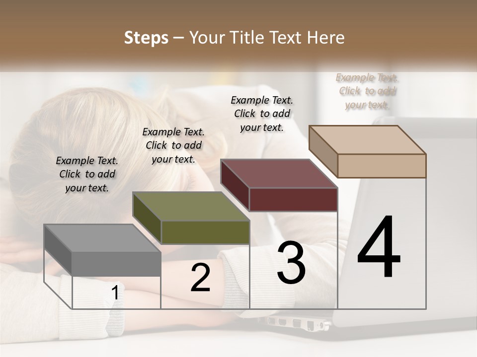 A Woman Leaning Her Head On Her Laptop PowerPoint Template