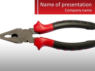 A Pair Of Pliers With Red Handles On A White Background PowerPoint Template