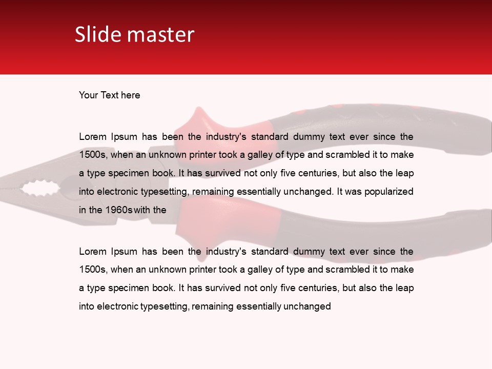 A Pair Of Pliers With Red Handles On A White Background PowerPoint Template