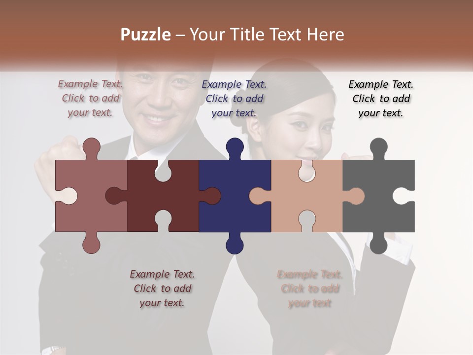 A Man And A Woman Are Posing For A Picture PowerPoint Template