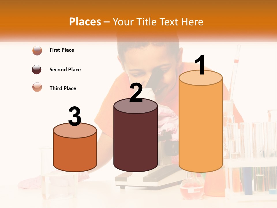 A Young Boy Is Looking Through A Microscope PowerPoint Template