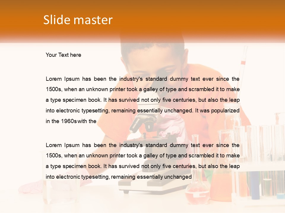 A Young Boy Is Looking Through A Microscope PowerPoint Template