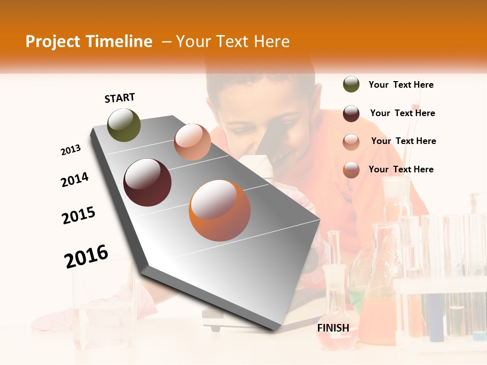 A Young Boy Is Looking Through A Microscope PowerPoint Template