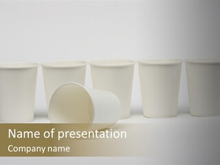 A Group Of White Cups Sitting Next To Each Other PowerPoint Template