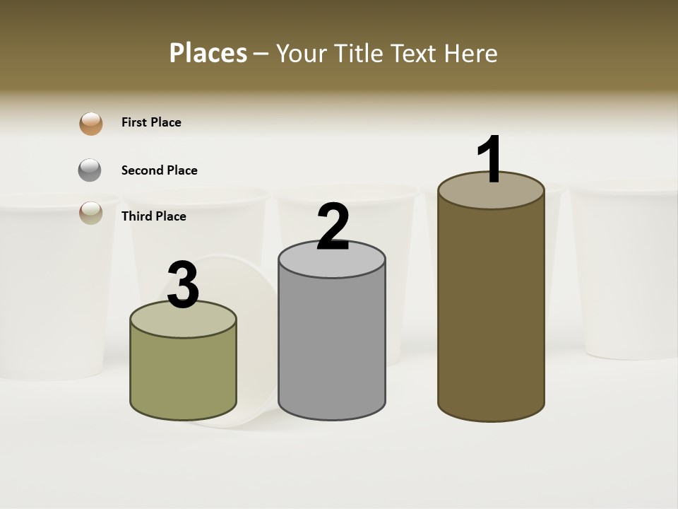 A Group Of White Cups Sitting Next To Each Other PowerPoint Template