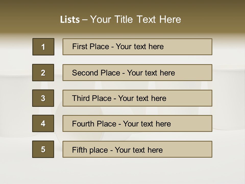A Group Of White Cups Sitting Next To Each Other PowerPoint Template