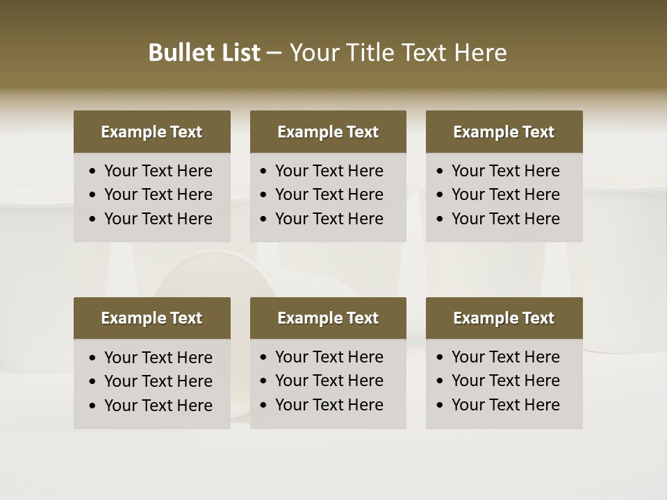 A Group Of White Cups Sitting Next To Each Other PowerPoint Template