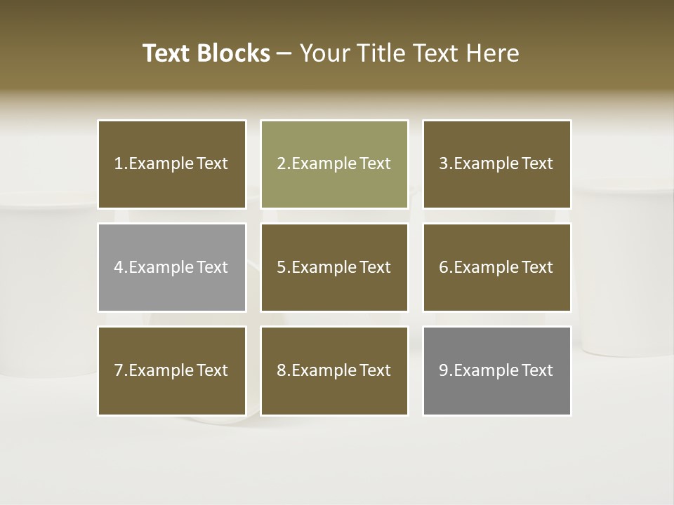 A Group Of White Cups Sitting Next To Each Other PowerPoint Template