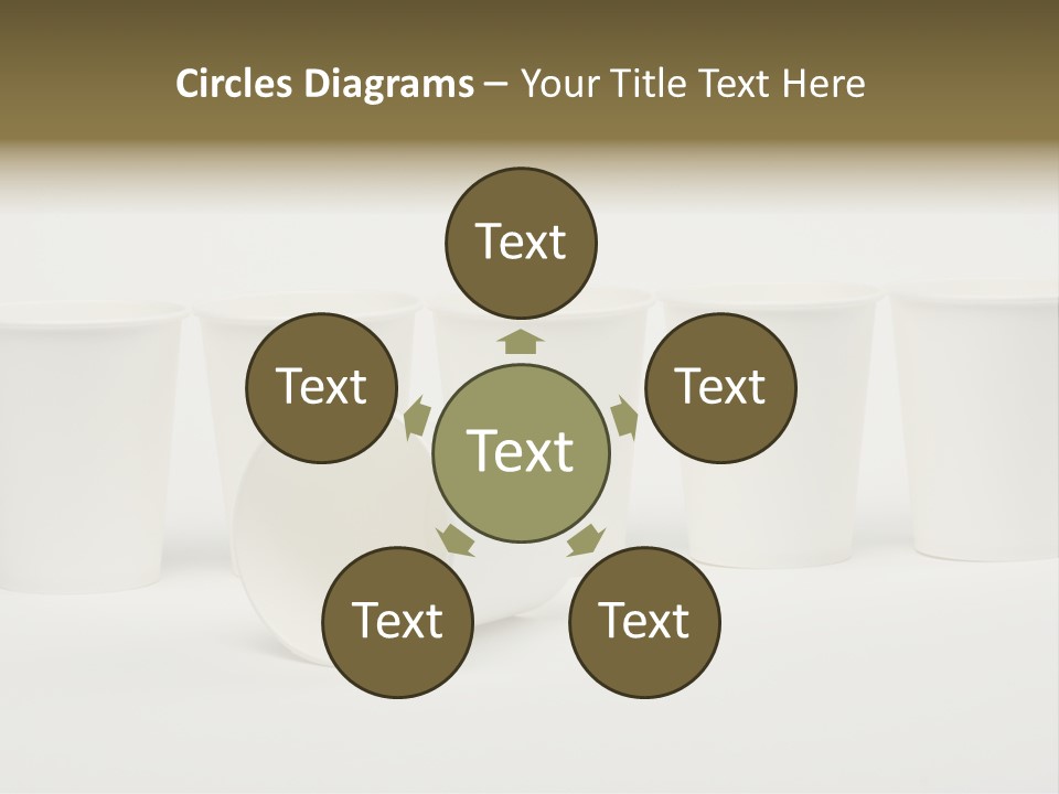 A Group Of White Cups Sitting Next To Each Other PowerPoint Template