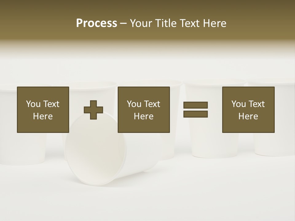A Group Of White Cups Sitting Next To Each Other PowerPoint Template