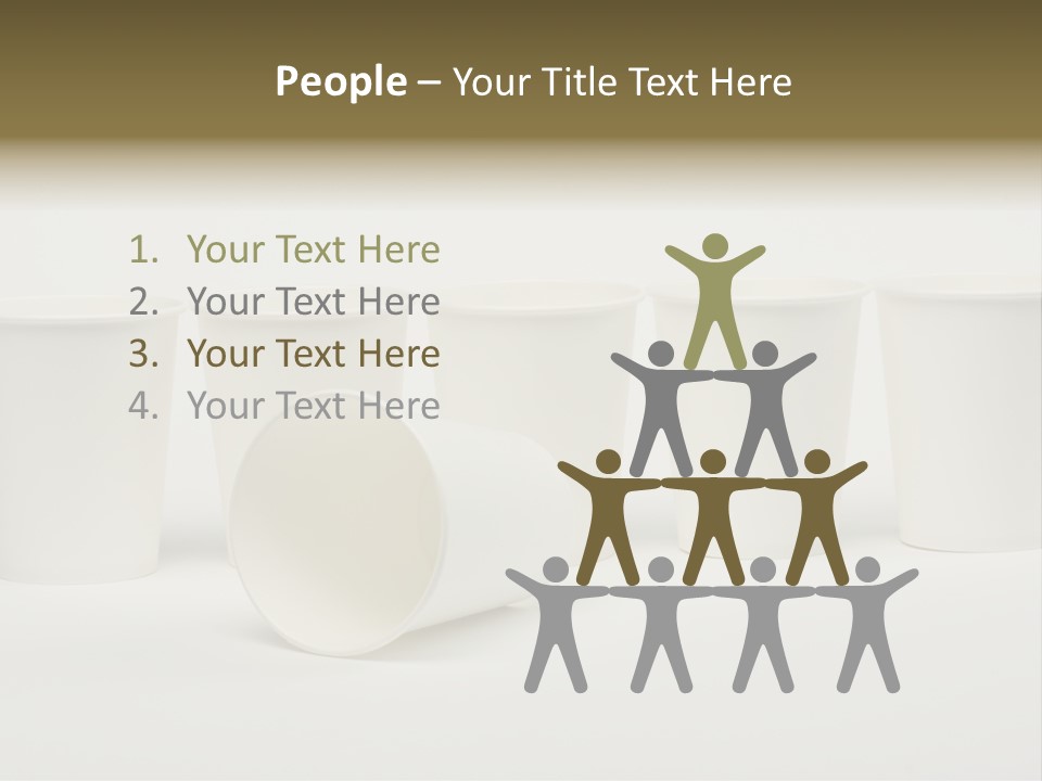 A Group Of White Cups Sitting Next To Each Other PowerPoint Template