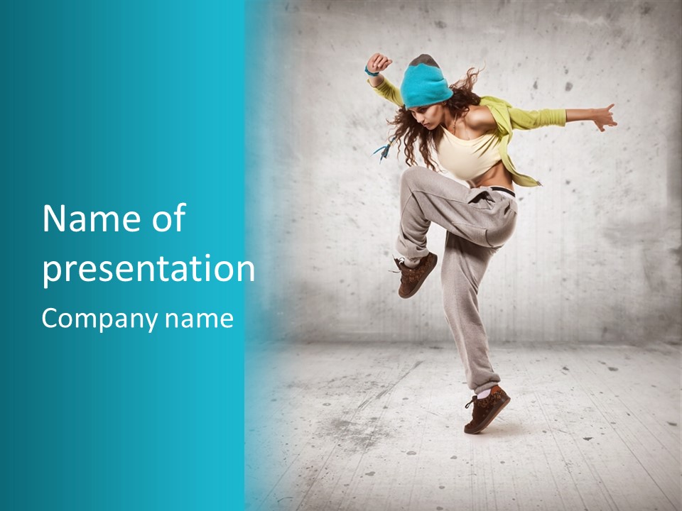 A Woman Is Doing A Dance Move In The Air PowerPoint Template