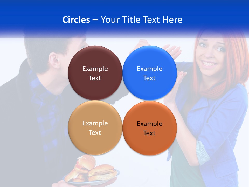A Man Is Feeding A Woman A Hamburger PowerPoint Template