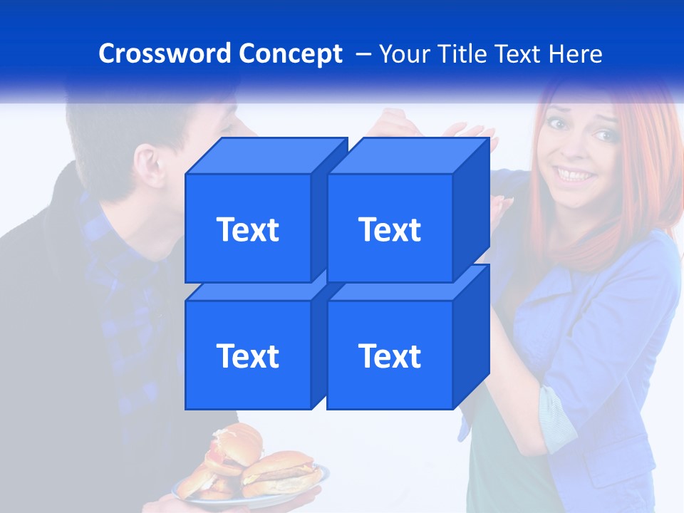 A Man Is Feeding A Woman A Hamburger PowerPoint Template