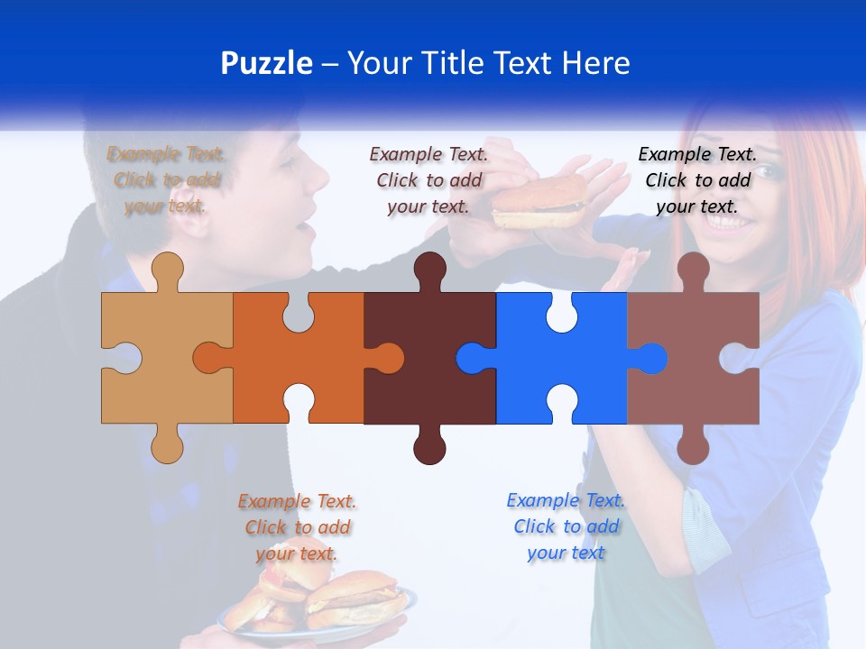 A Man Is Feeding A Woman A Hamburger PowerPoint Template