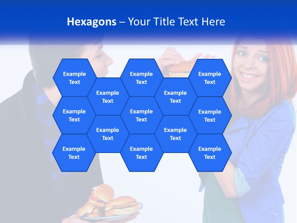A Man Is Feeding A Woman A Hamburger PowerPoint Template