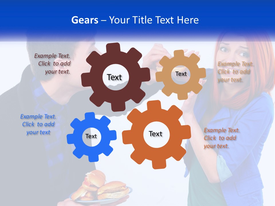 A Man Is Feeding A Woman A Hamburger PowerPoint Template