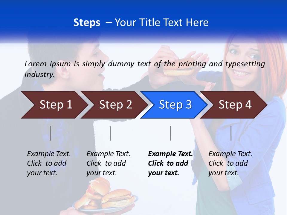 A Man Is Feeding A Woman A Hamburger PowerPoint Template