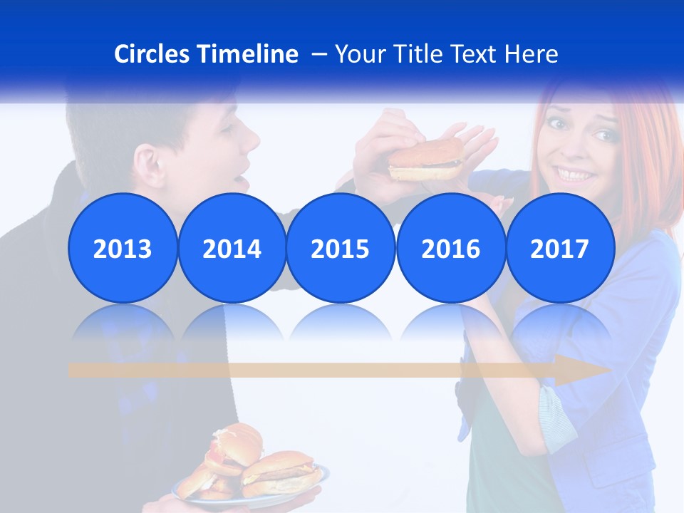 A Man Is Feeding A Woman A Hamburger PowerPoint Template