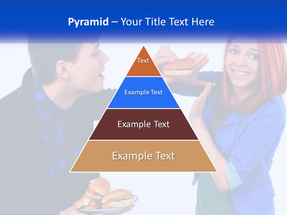 A Man Is Feeding A Woman A Hamburger PowerPoint Template