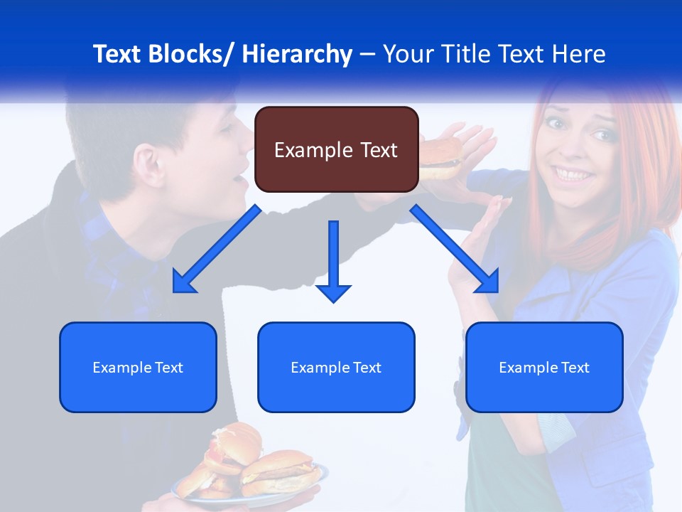 A Man Is Feeding A Woman A Hamburger PowerPoint Template