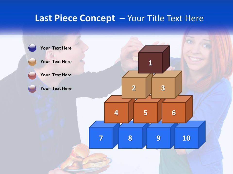 A Man Is Feeding A Woman A Hamburger PowerPoint Template