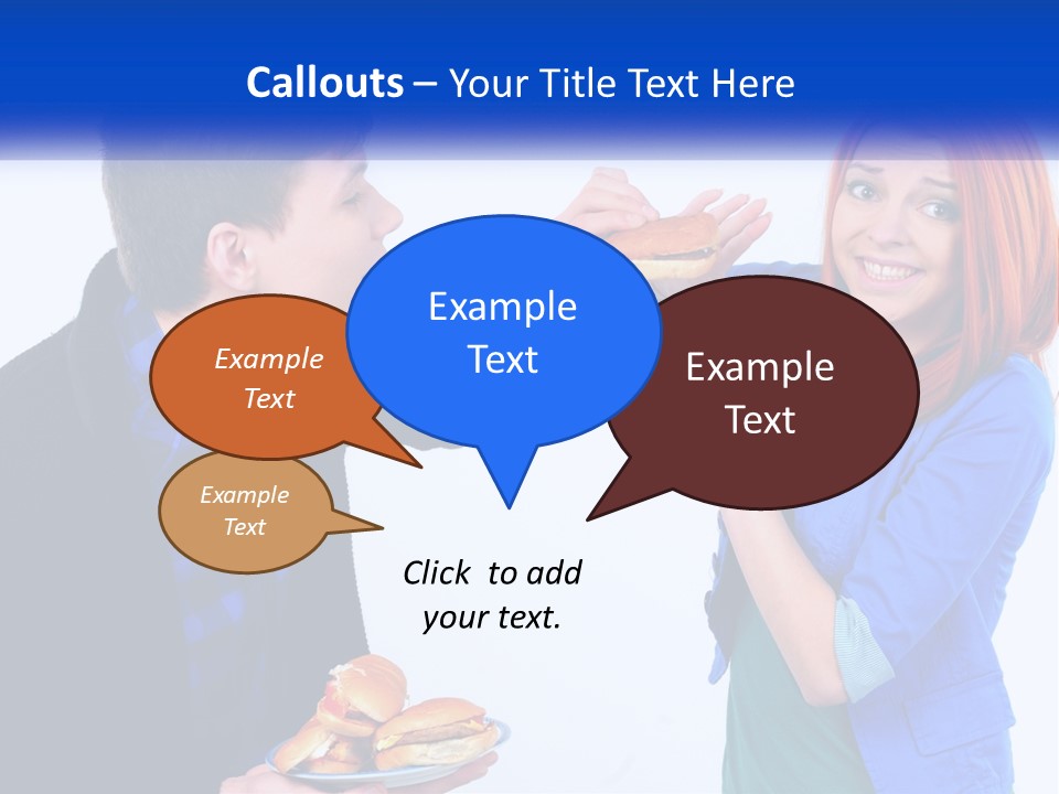 A Man Is Feeding A Woman A Hamburger PowerPoint Template
