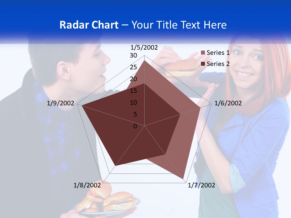 A Man Is Feeding A Woman A Hamburger PowerPoint Template