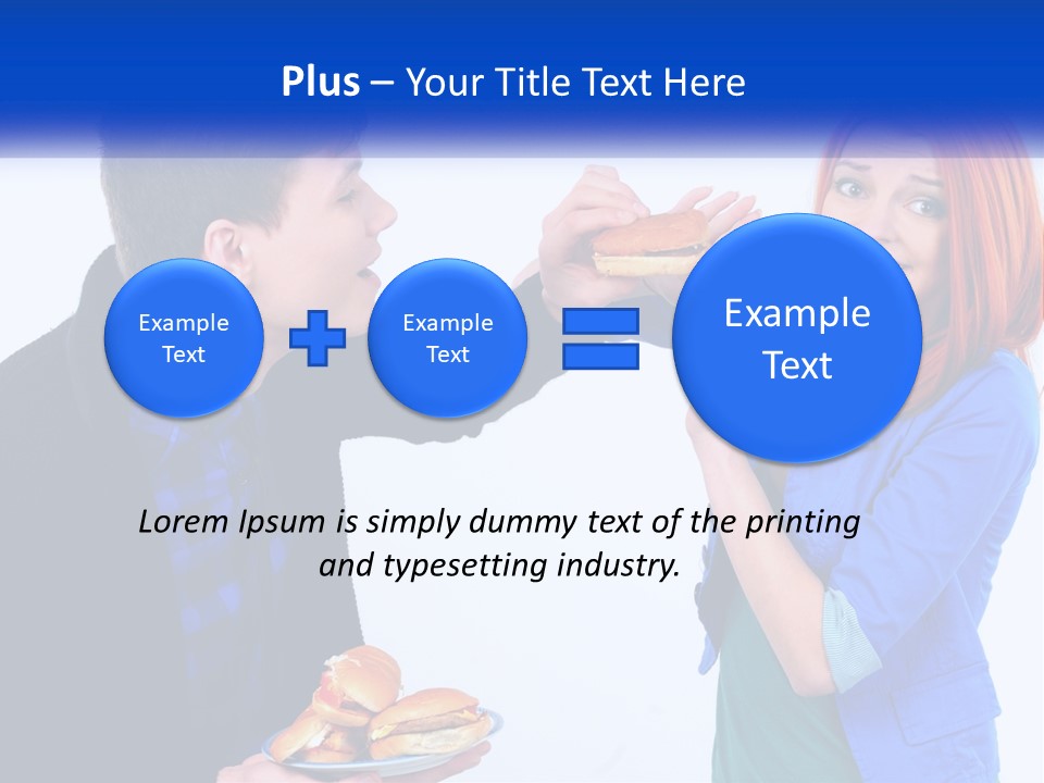 A Man Is Feeding A Woman A Hamburger PowerPoint Template