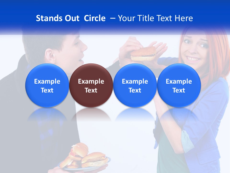 A Man Is Feeding A Woman A Hamburger PowerPoint Template