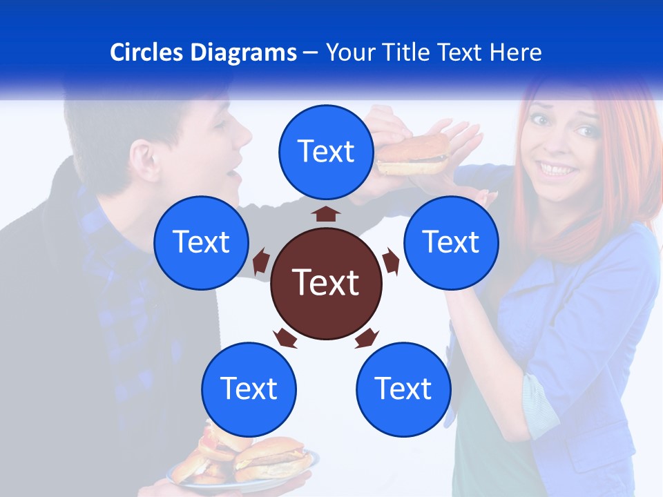A Man Is Feeding A Woman A Hamburger PowerPoint Template