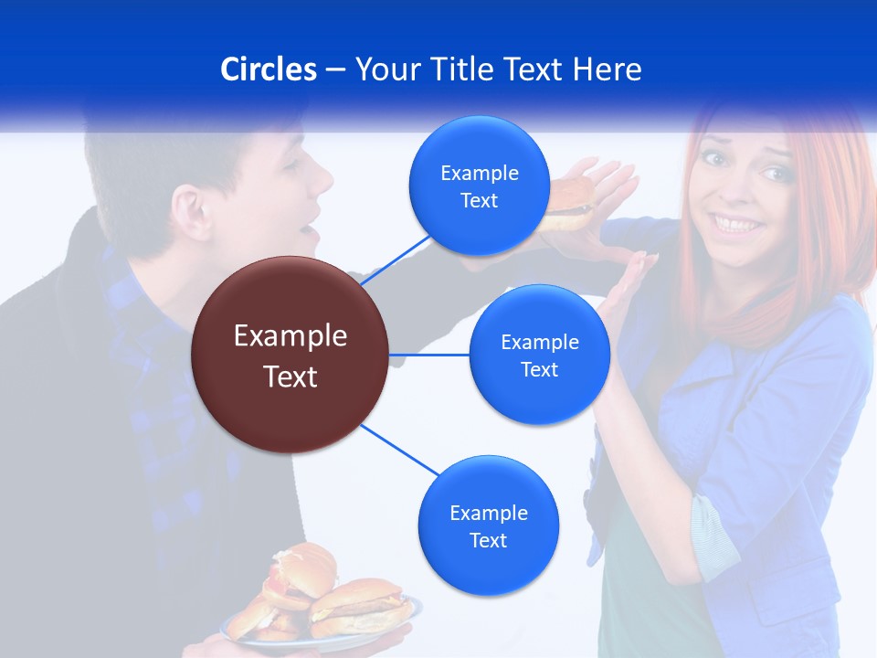 A Man Is Feeding A Woman A Hamburger PowerPoint Template