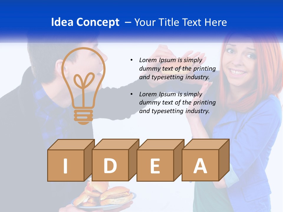 A Man Is Feeding A Woman A Hamburger PowerPoint Template